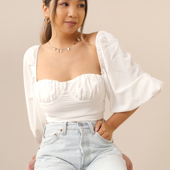 Peasant long sleeve white off the shoulder blouse - Picture 2 of 5